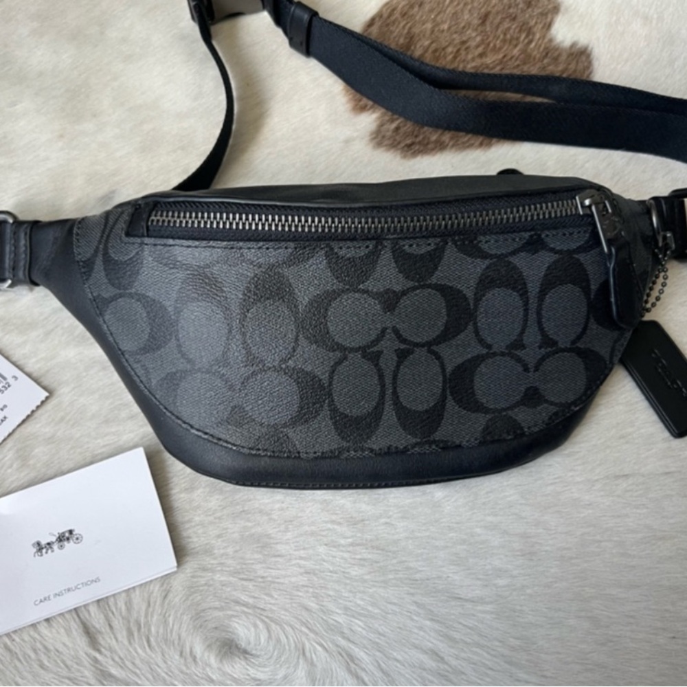 Coach Black and Gray Men's Belt Bag NWT